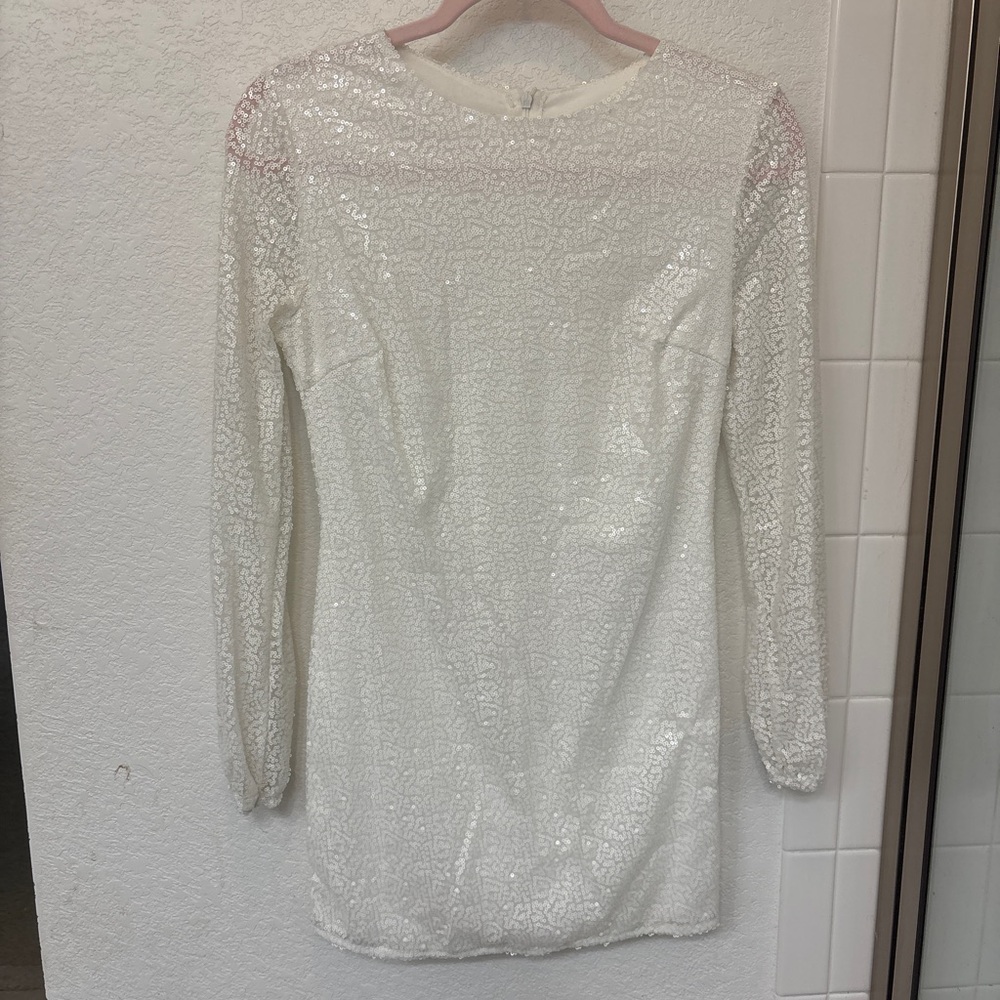 Elegant White Sequin Dress